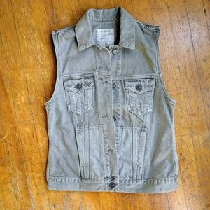 All Saints Gray Denim Vest